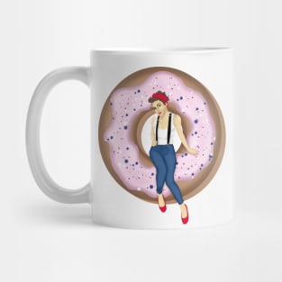 Sweet donut and Pretty woman Pop art Mug